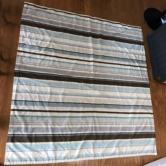 Striped Shower Curtain Beach Brown Tan Aqua Blue stripes - Picture 13 of 14